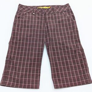 LOLE Womens Bermuda Shorts Walking Golf Quick Dry Plaid UPF 50+ Roll Tab Size 10